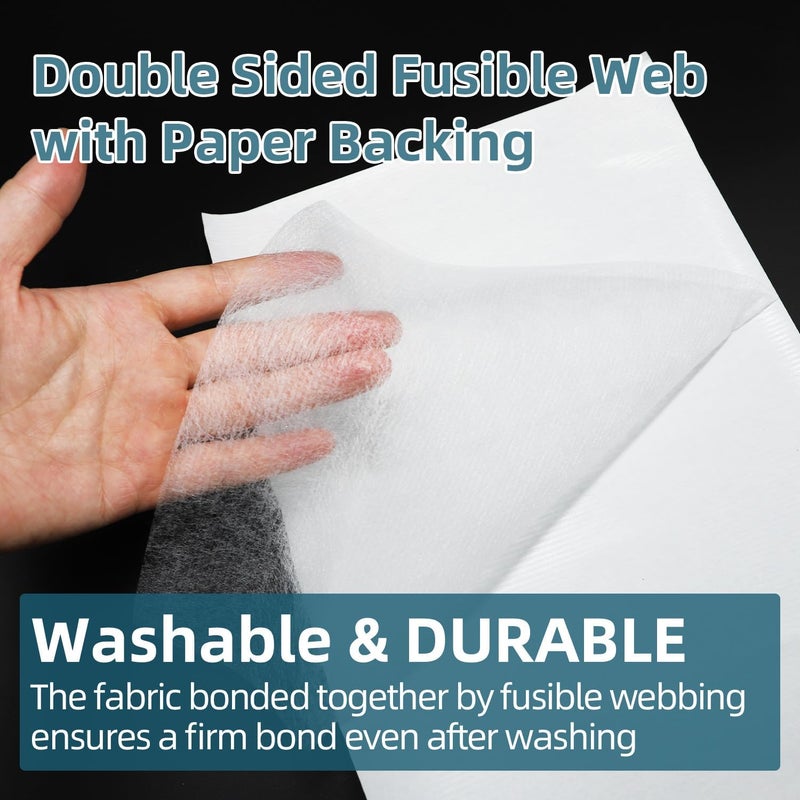 Transparia 21 Sheets, 8.3" x 12" Double Sided Fusible Web with Paper Backing, Light Weight Fusible Webbing for Fabric Applique, Iron on Fusible Bonding Web for Fabric and DIY Craft Making - Image 3